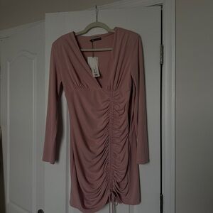 Elegant Pink Ruched Dress
